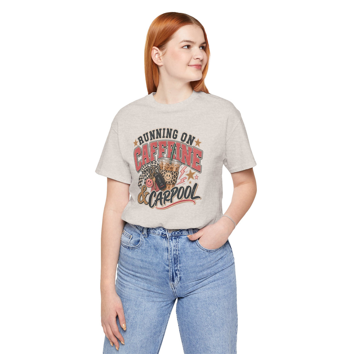 Running on Caffeine & Carpool T-Shirt | Funny Mom Graphic Tee