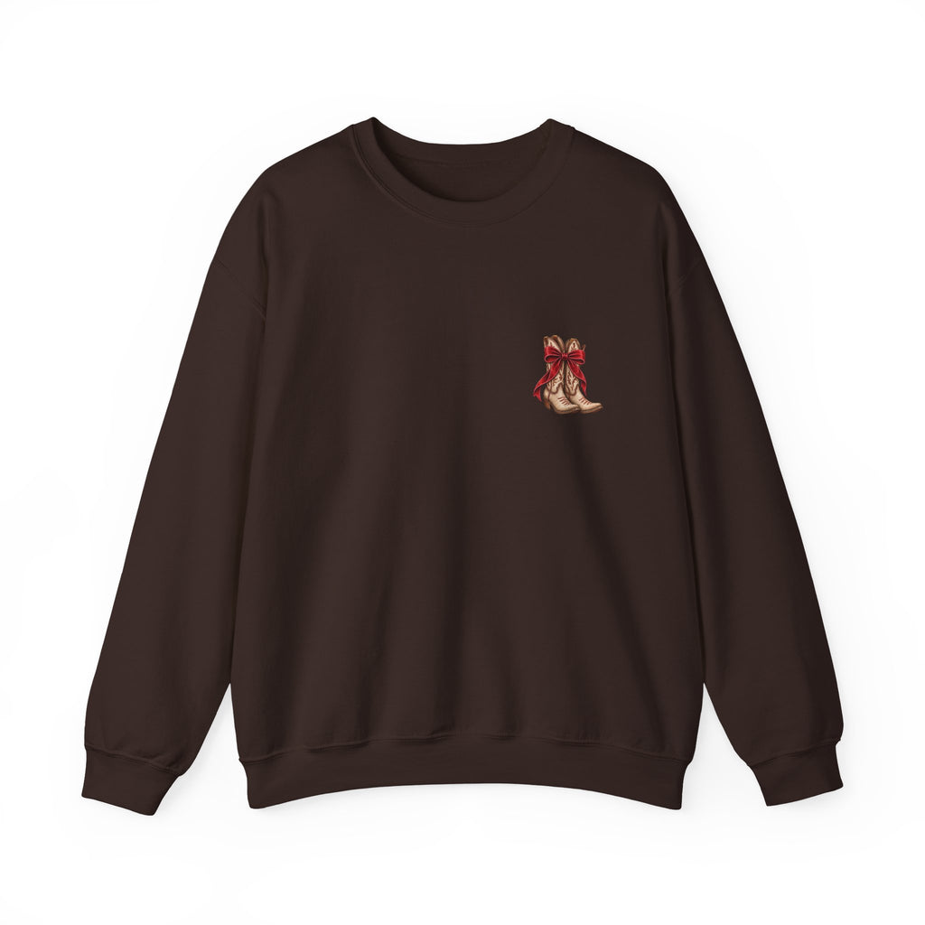 Western Christmas Sweatshirt | Santa Sleigh & Longhorns Crewneck