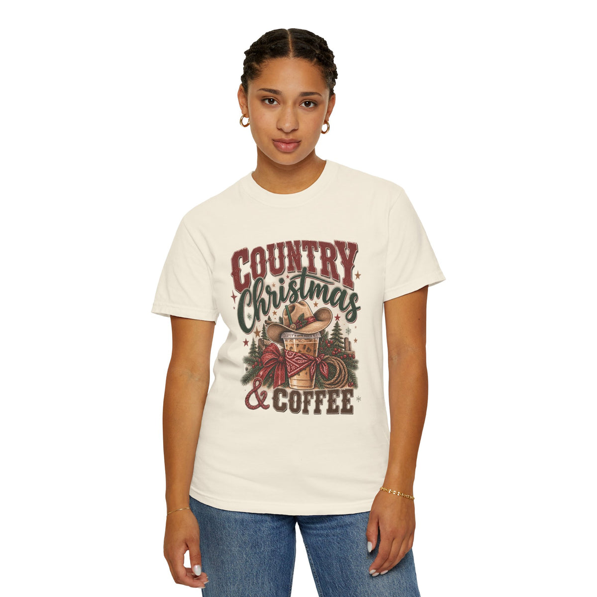 Country Christmas & Coffee | Western Christmas Graphic Tee