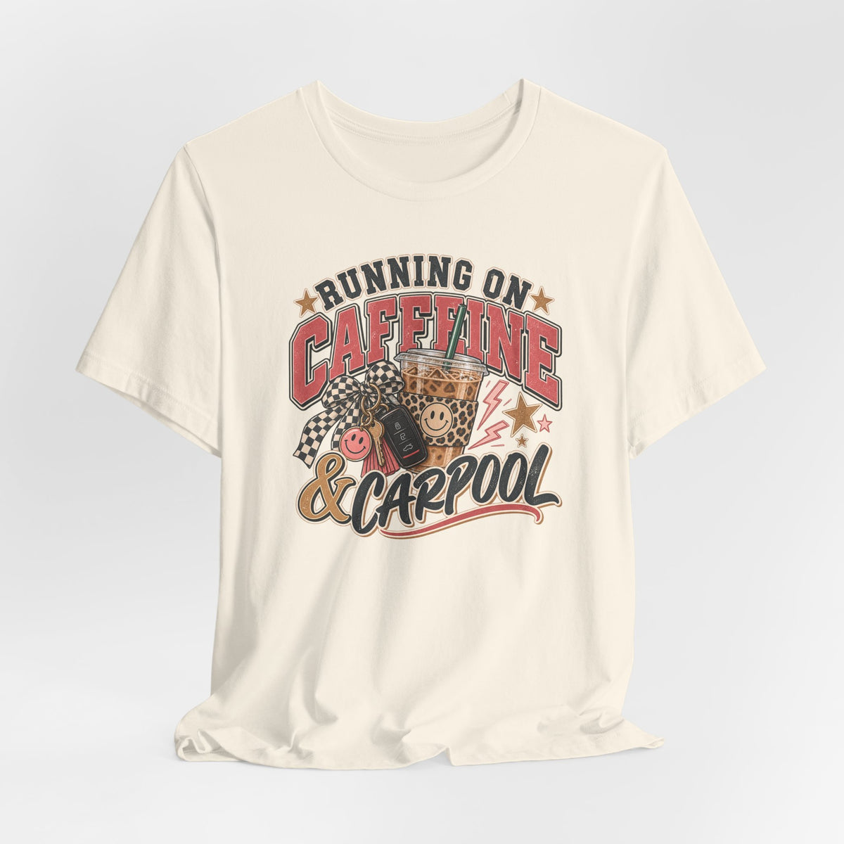 Running on Caffeine & Carpool T-Shirt | Funny Mom Graphic Tee