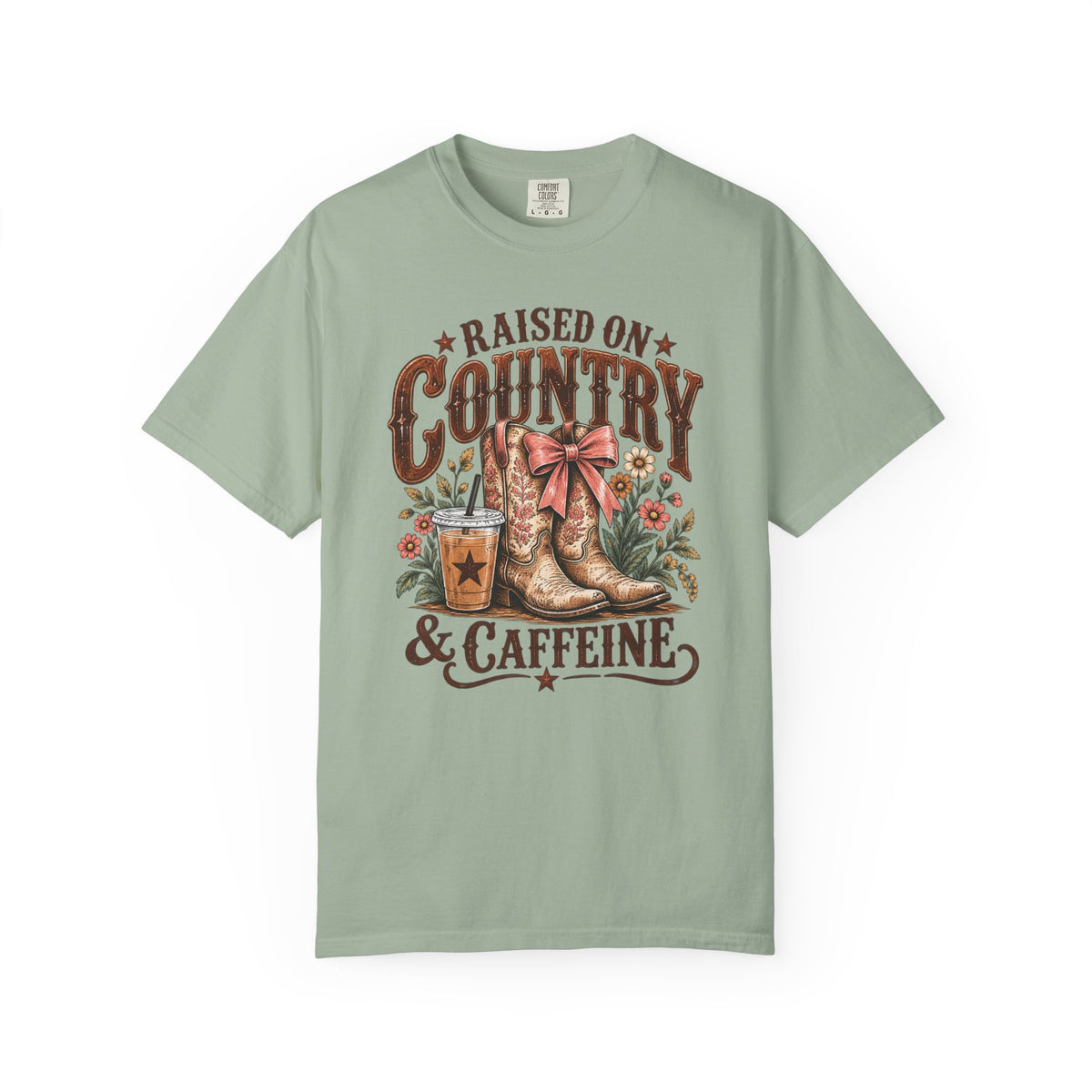 Raised on Country & Caffeine T-Shirt | Western Comfort Colors Tee