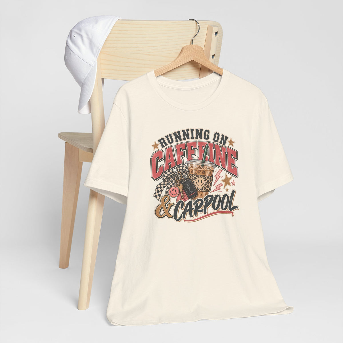 Running on Caffeine & Carpool T-Shirt | Funny Mom Graphic Tee