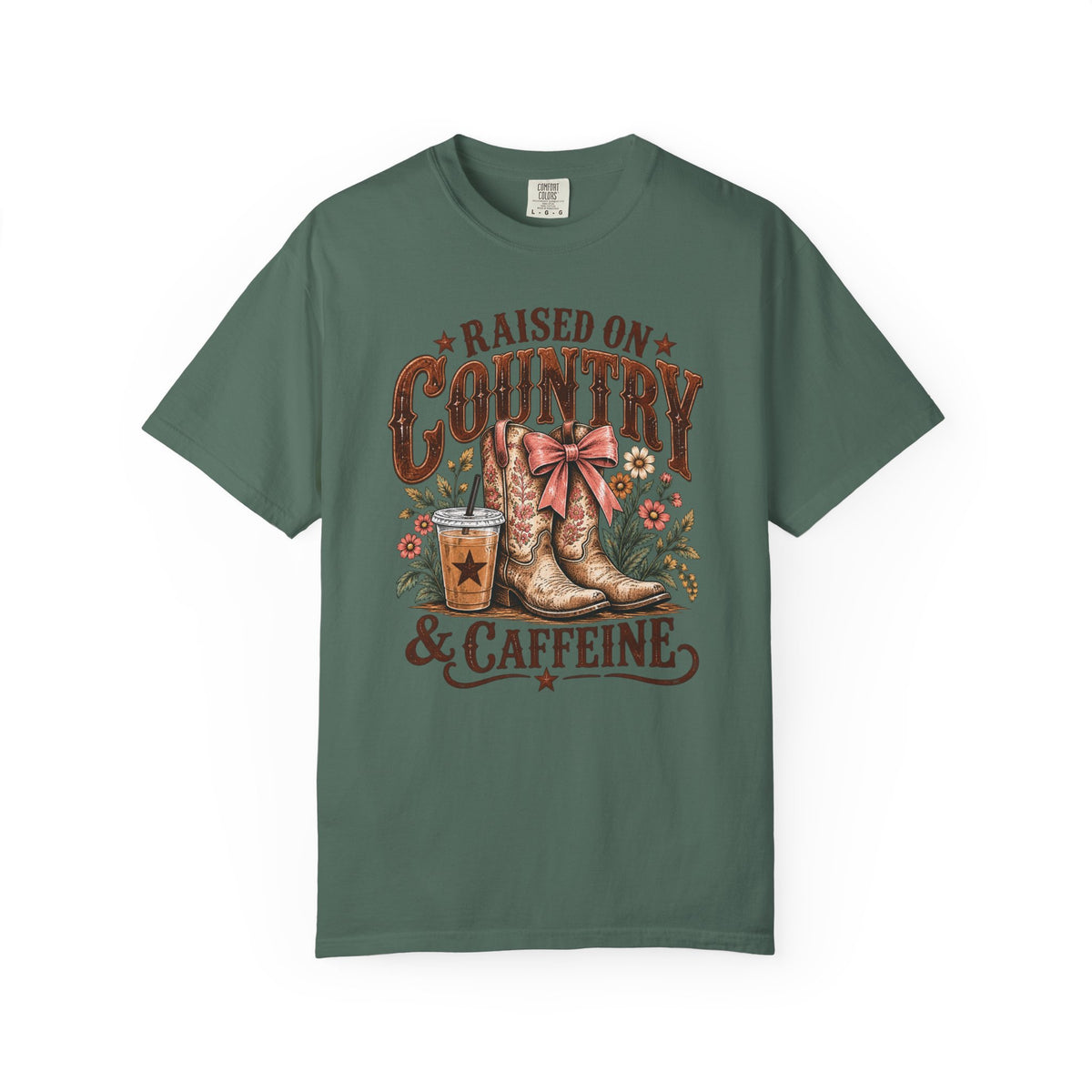 Raised on Country & Caffeine T-Shirt | Western Comfort Colors Tee