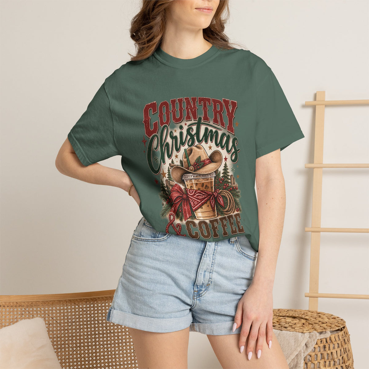 Country Christmas & Coffee | Western Christmas Graphic Tee