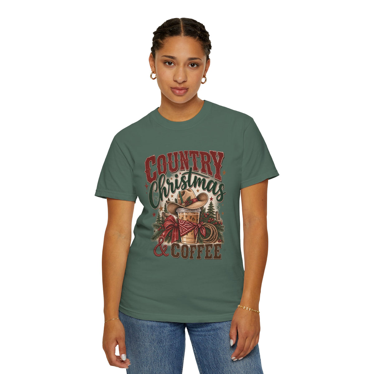 Country Christmas & Coffee | Western Christmas Graphic Tee