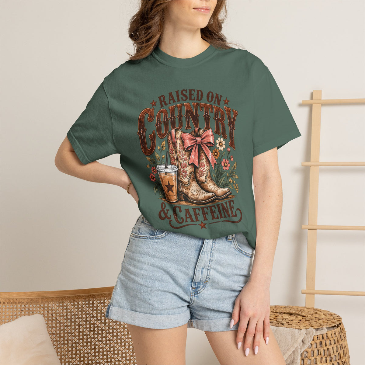 Raised on Country & Caffeine T-Shirt | Western Comfort Colors Tee