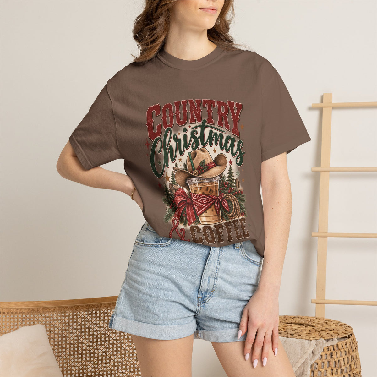 Country Christmas & Coffee | Western Christmas Graphic Tee
