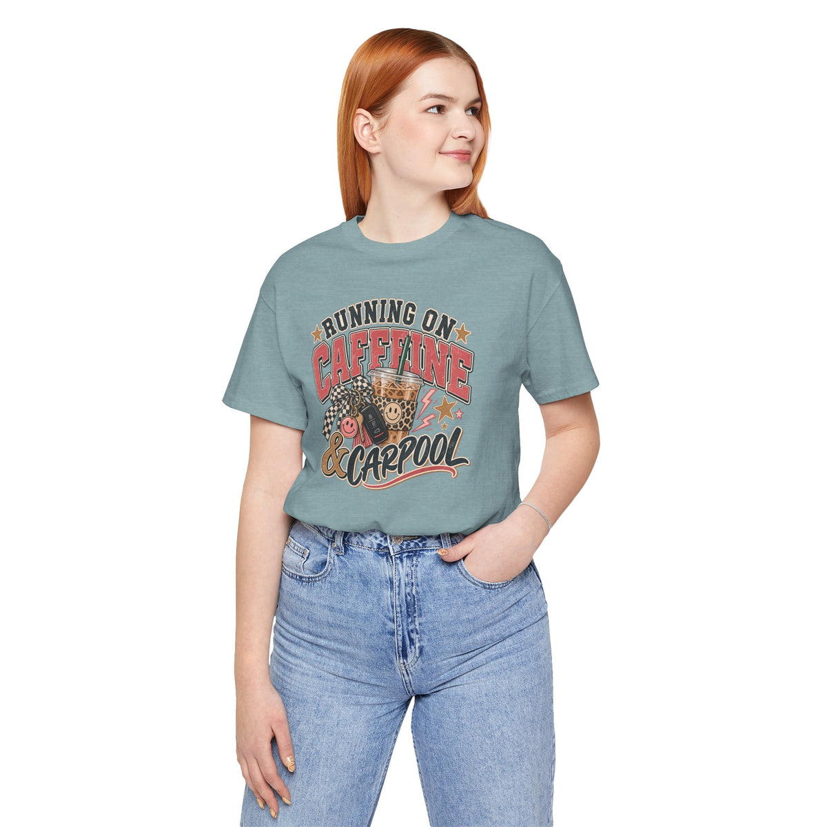 Running on Caffeine & Carpool T-Shirt | Funny Mom Graphic Tee