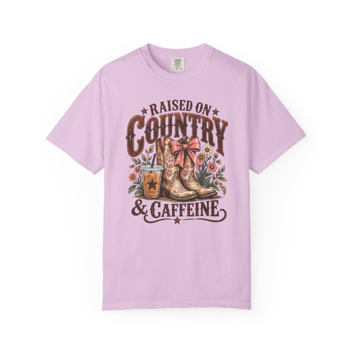 Raised on Country & Caffeine T-Shirt | Western Comfort Colors Tee