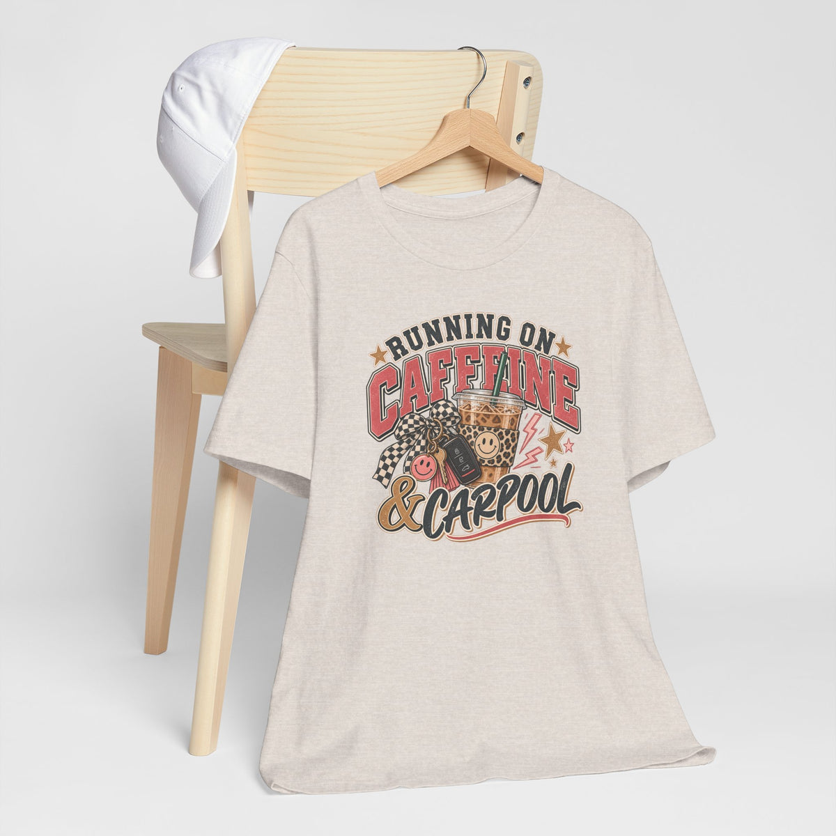 Running on Caffeine & Carpool T-Shirt | Funny Mom Graphic Tee