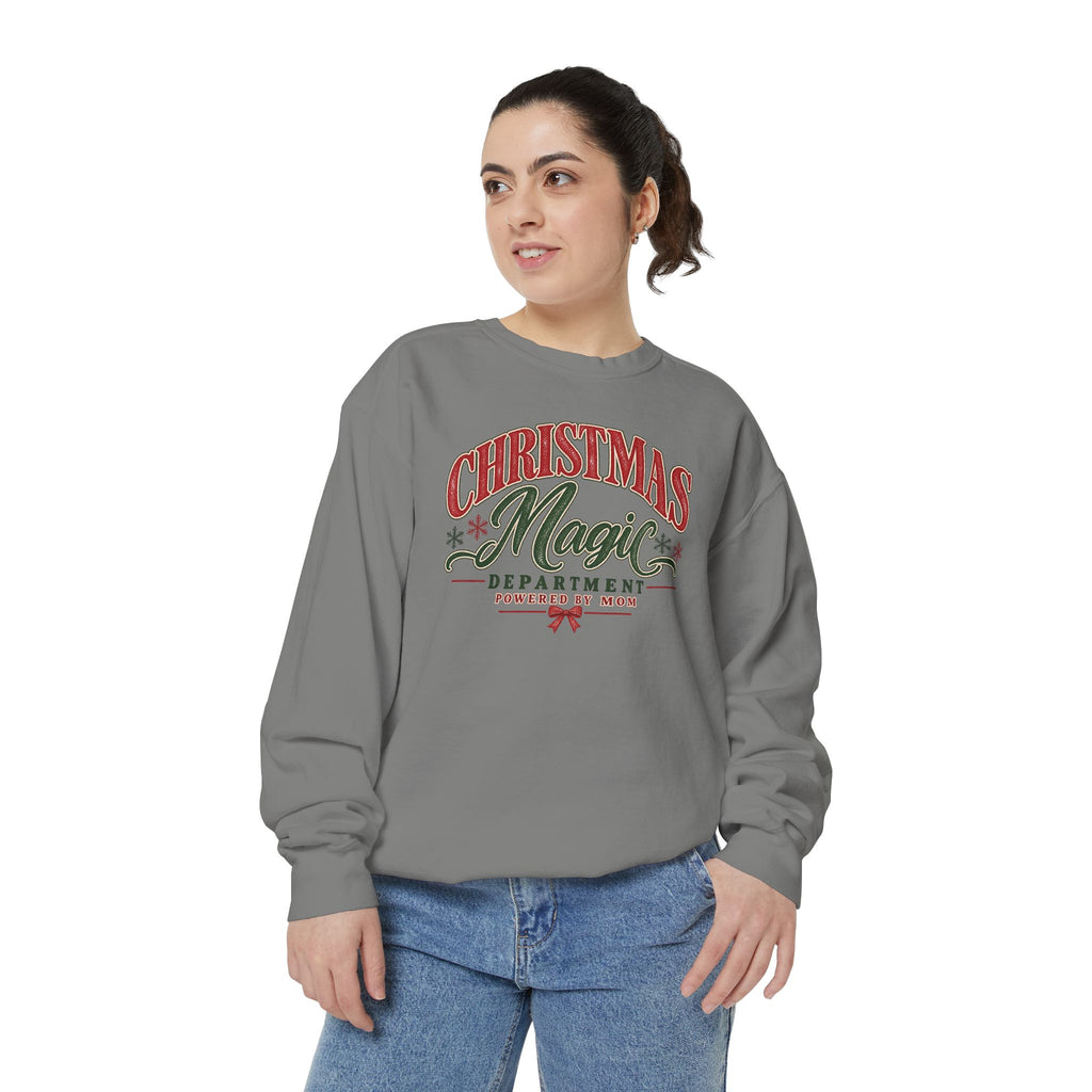 Christmas Magic Department Sweatshirt | Comfort Colors Christmas Crewneck | Mom Christmas Sweatshirt